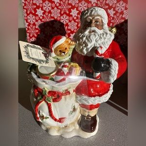 African American Santa Cookie Jar NWT